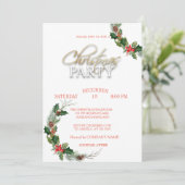 Pine Tree Branches Christmas Company Party Einladung (Stehend Vorderseite)