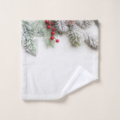 Pine Tree Branches Schnee Weihnachten Badhandtuch Set (Waschlappen)