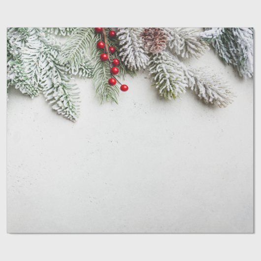 Pine Tree Branches Schnee Weihnachten Geschenkpapier (Flach)