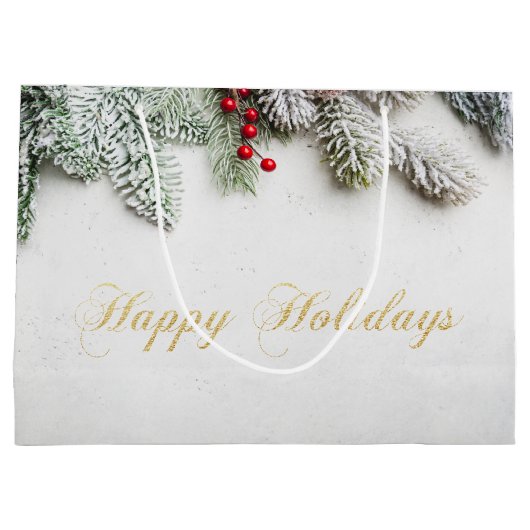 Pine Tree Branches Schnee Weihnachten Große Geschenktüte (Rückseite)