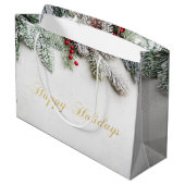 Pine Tree Branches Schnee Weihnachten Große Geschenktüte (Rückseite Schrägansicht)