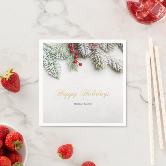 Pine Tree Branches Schnee Weihnachten Serviette (Beispiel)