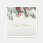 Pine Tree Branches Schnee Weihnachten Serviette (Vorderseite)