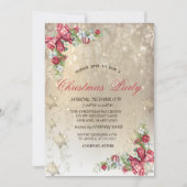 Pine Tree Branches Snowflakes Gold Party Einladung (Vorderseite)