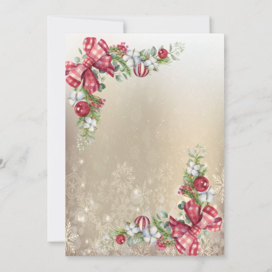 Pine Tree Branches Snowflakes Gold Party Einladung (Rückseite)