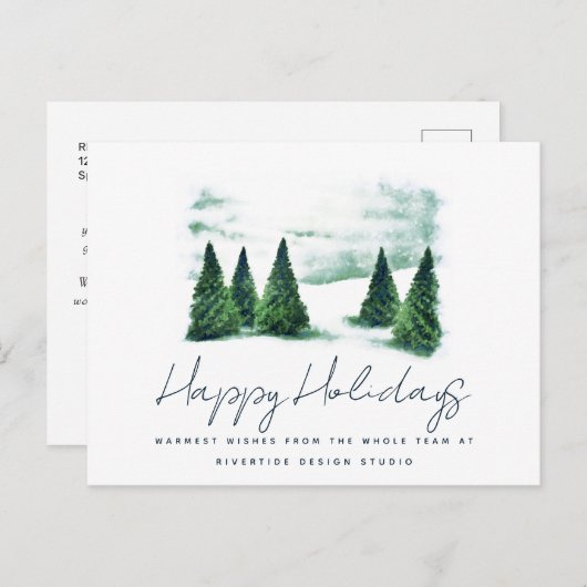 Pine Tree Business Logo Corporate Holiday Postkarte (Vorne/Hinten)