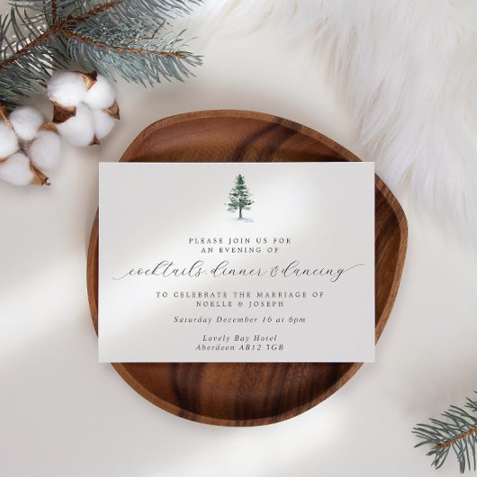 Pine Tree Calligrafy Wedding Reception Einladung