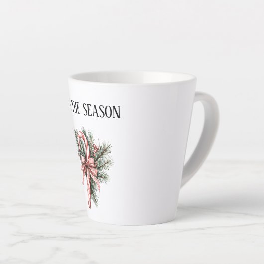Pine Tree Candy Cane Red Christmas Milchtasse (Rechte Ecke)