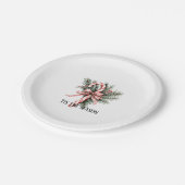 Pine Tree Candy Cane Red Christmas Pappteller (Schrägansicht)