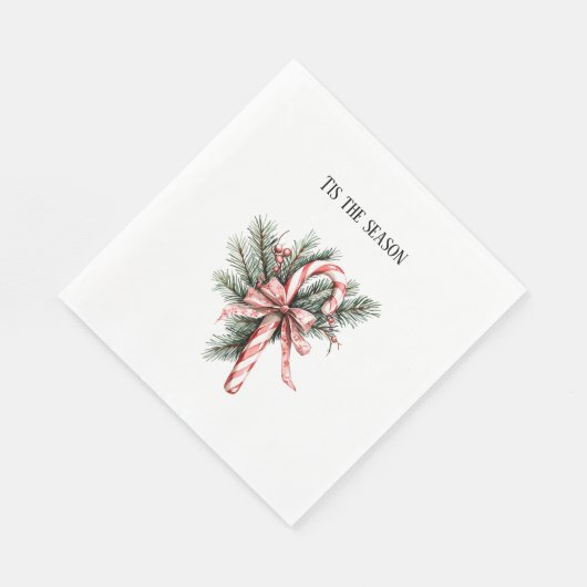 Pine Tree Candy Cane Red Christmas Serviette (Ecke)