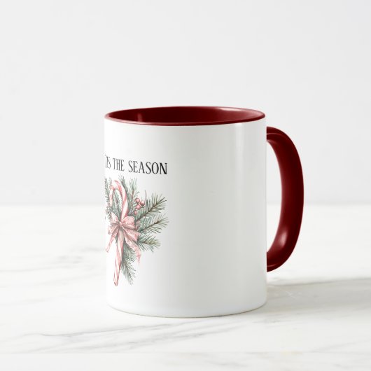 Pine Tree Candy Cane Red Christmas Tasse (VorderseiteRechts)