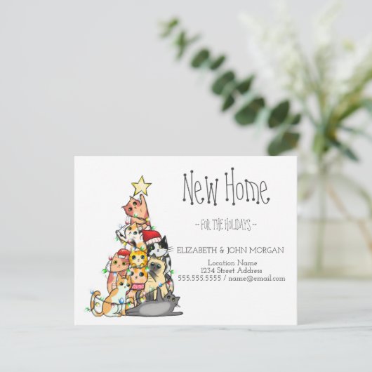 Pine Tree Cats Neue Adresse Ankündigungspostkarte (Stehend Vorderseite)