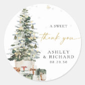 Pine Tree Christmas Classic Round Sticker (Vorderseite)