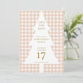 Pine Tree Christmas Cream Gingham Save the Date Einladung (Stehend Vorderseite)