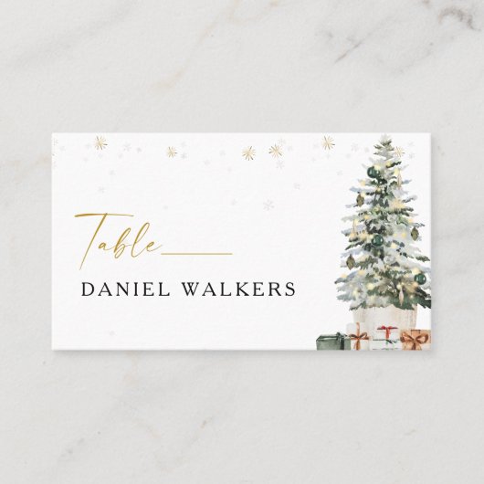 Pine Tree Christmas Flat Platzkarte (Vorderseite)