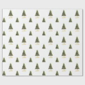 Pine Tree Christmas Gold Frohe Weihnachten Geschenkpapier (Flach)