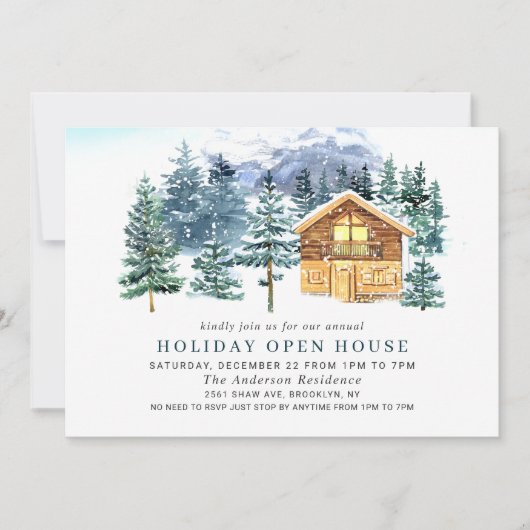 Pine Tree CHRISTMAS HOLIDAY OPEN HOUSE Einladung (Vorderseite)