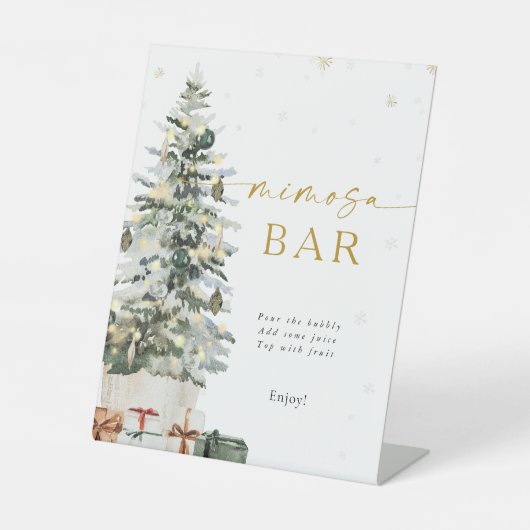 Pine Tree Christmas Mimosa Bar Sign Sockelschild (Vorderseite)
