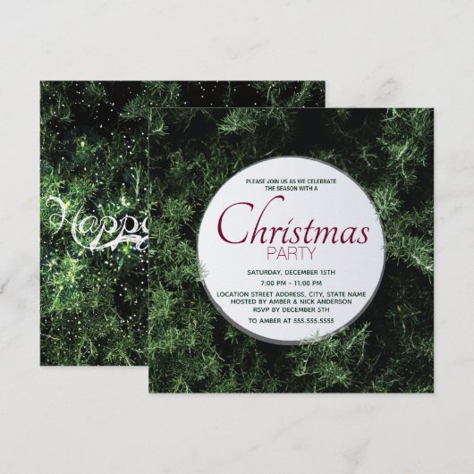 Pine Tree Christmas Party Einladung (Vorne/Hinten)
