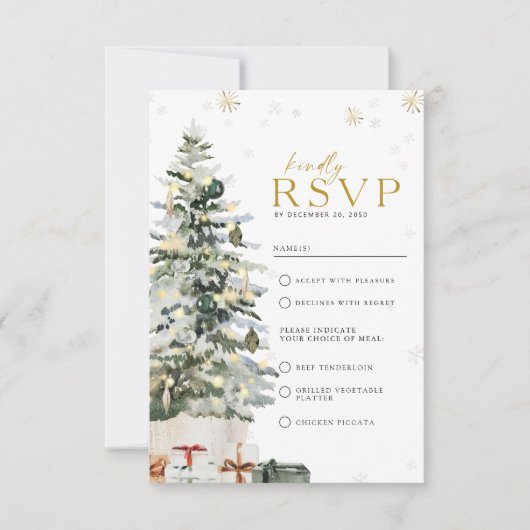 Pine Tree Christmas RSVP Karte (Vorderseite)