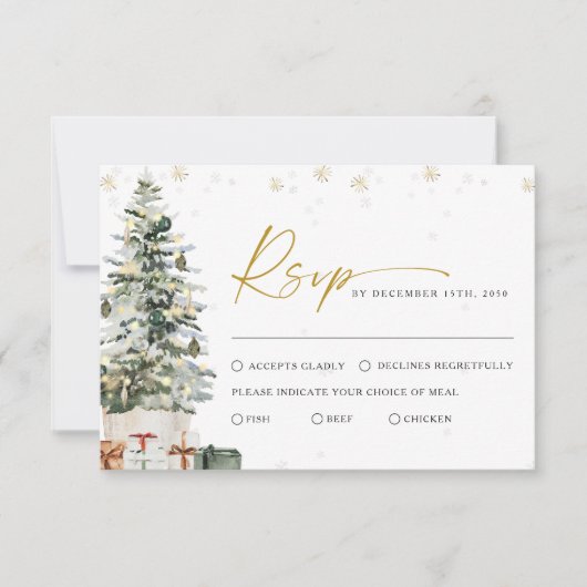 Pine Tree Christmas RSVP Karte (Vorderseite)