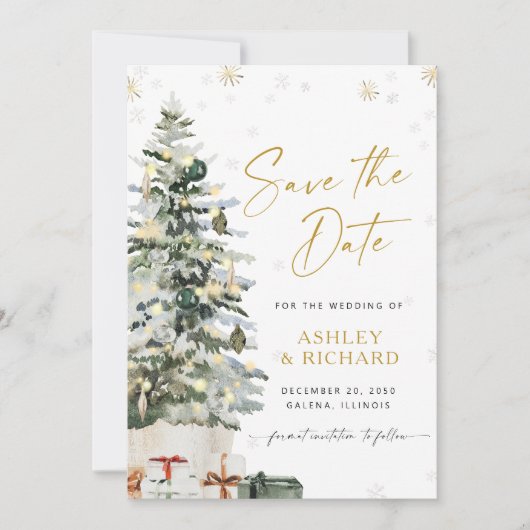 Pine Tree Christmas Save The Date (Vorderseite)