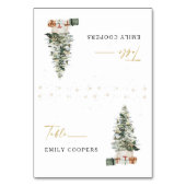 Pine Tree Christmas Wedding Folded Place Card Tischnummer (Vorderseite)