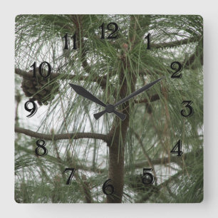 Pine Tree Clock Quadratische Wanduhr