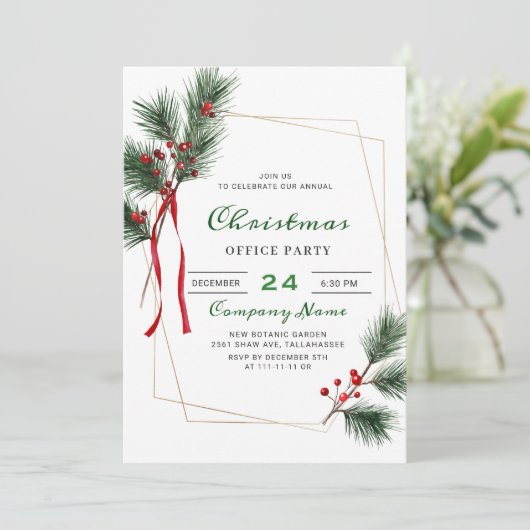 Pine Tree Corporate Weihnachtsfeier Einladung (Stehend Vorderseite)