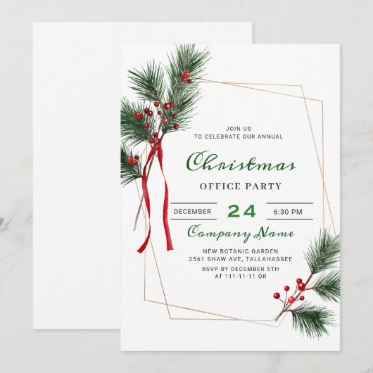 Pine Tree Corporate Weihnachtsfeier Einladung (Vorne/Hinten)