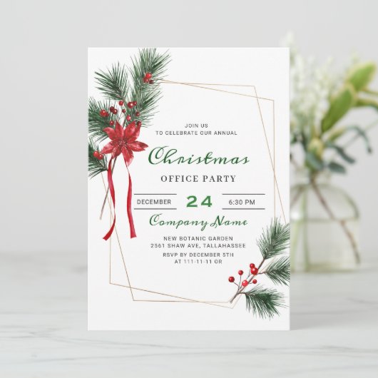 Pine Tree Corporate Weihnachtsfeier Einladung (Stehend Vorderseite)