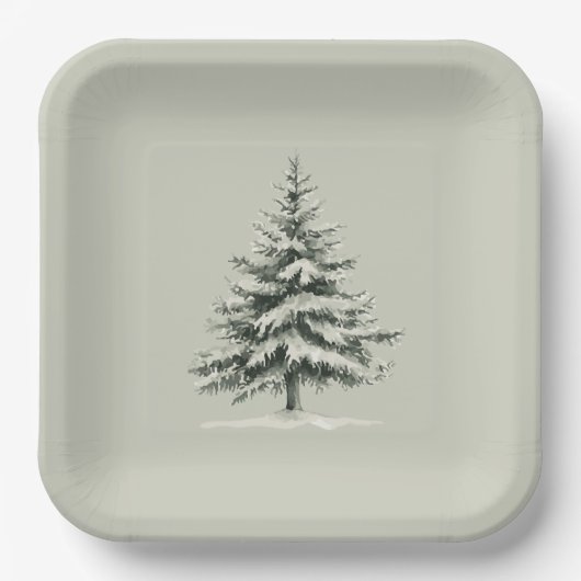 Pine Tree Covered with snow Pappteller (Vorderseite)