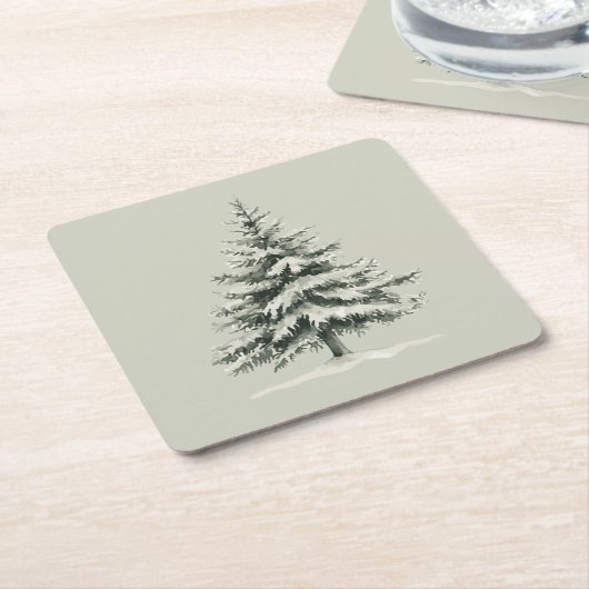 Pine Tree Covered with snow Rechteckiger Pappuntersetzer (angewinkelt)