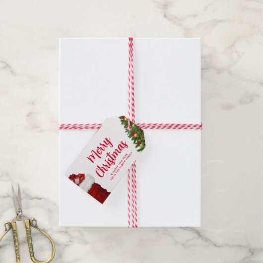 Pine Tree Custom Text Template Frohe Weihnachten Geschenkanhänger (Mit Garn)