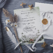 Pine Tree Deer Forest Mountain QR Code Wedding Einladung