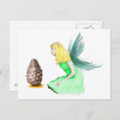 Pine Tree Fairy mit Kiefernzapfen Postkarte (Vorne/Hinten)