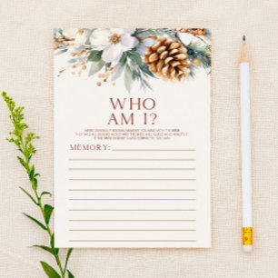 Pine Tree Floral Who I Brautparty Game Briefpapier