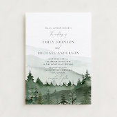 Pine Tree, Foggy Mountains Rustic Wedding Einladung