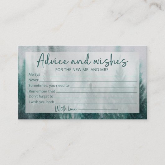 Pine Tree Forest Advice und Wünsche Brautparty Begleitkarte (Vorderseite)