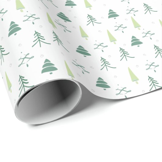 Pine Tree Forest Gift Wrap Wrapping Papier Geschenkpapier (Rolleneckpunkt)