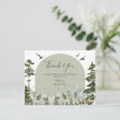 Pine Tree Forest Mountain Couple Shower Woodland Dankeskarte (Stehend Vorderseite)