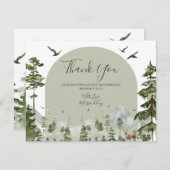 Pine Tree Forest Mountain Couple Shower Woodland Dankeskarte (Vorne/Hinten)