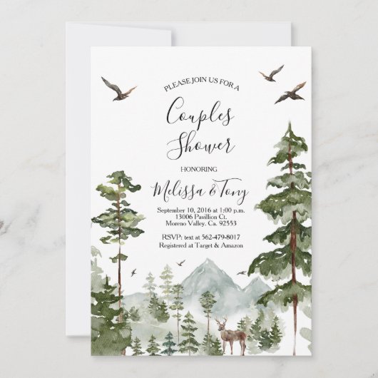 Pine Tree Forest Mountain Dusche Einladung (Vorderseite)