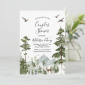 Pine Tree Forest Mountain Dusche Einladung (Stehend Vorderseite)