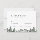 Pine Tree Forest Mountain Wedding RSVP Card Karte (Vorderseite)
