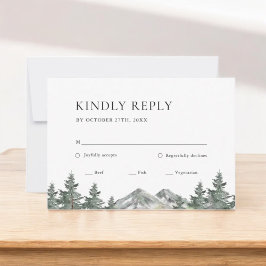 Pine Tree Forest Mountain Wedding RSVP Card Karte