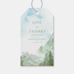 Pine Tree Forest Mountains Wasserfarbenes Geschenk Geschenkanhänger
