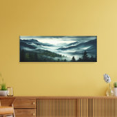Pine Tree Forest on Mountain Misty Fog Covered Leinwanddruck (Insitu (Wohnzimmer))
