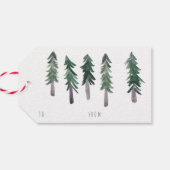 Pine Tree Forest Pattern Wasserfarben Minimal CUST Geschenkanhänger (Rückseite Horizontal)
