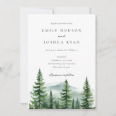 Pine Tree Forest QR Foto Wedding Einladung (Vorderseite)